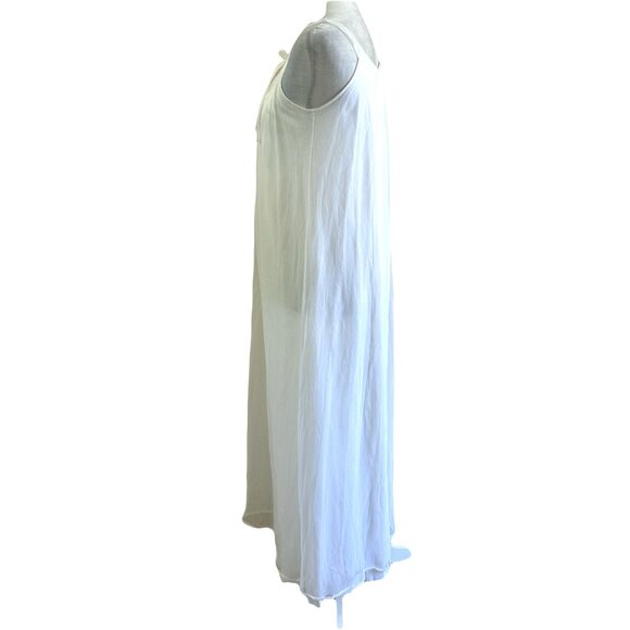Vintage 70s Unbranded White Flowy Maxi Chiffon Sleep Gown Robe 2pc Set - Picture 4 of 10